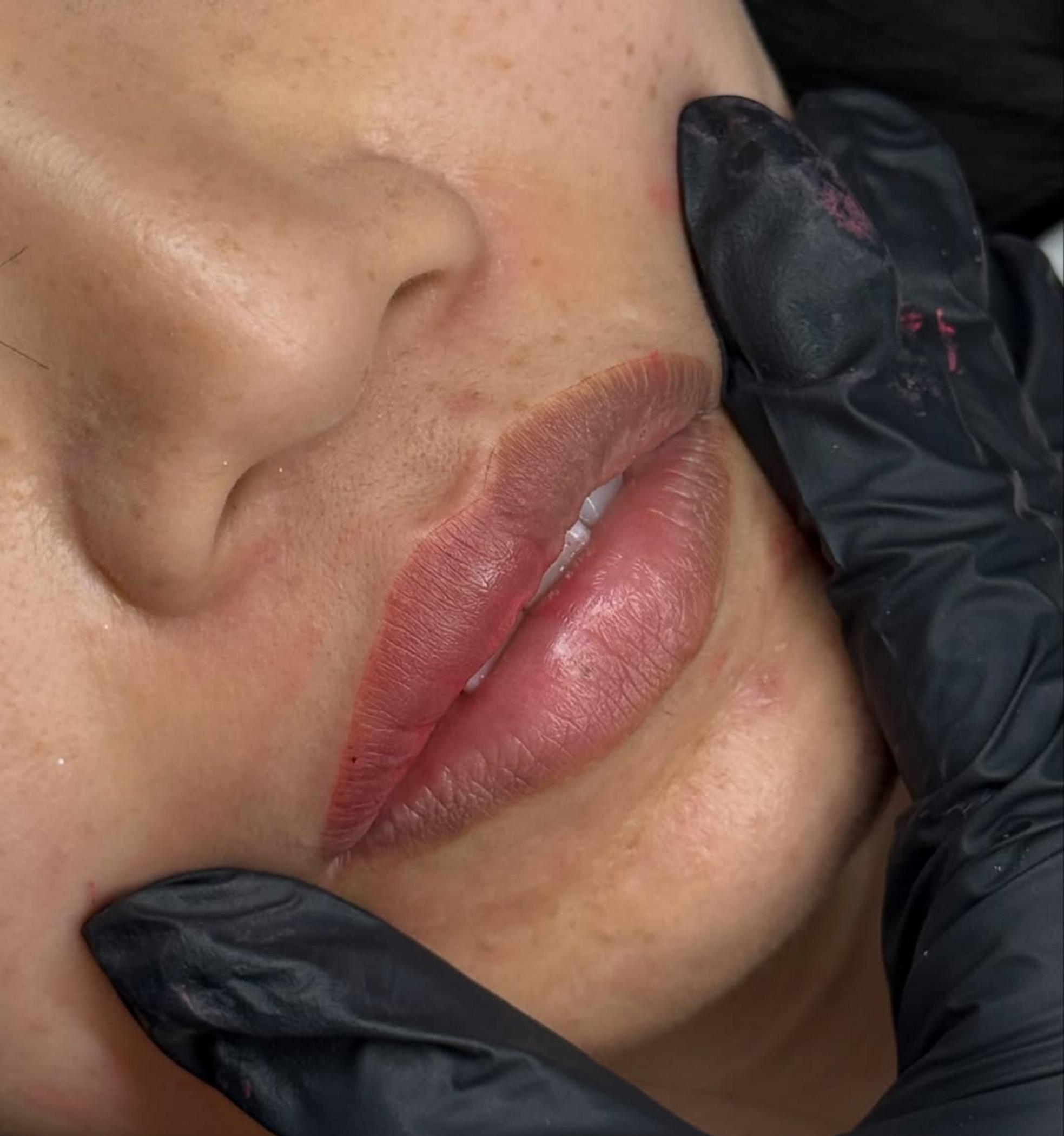 client consultation for lip pigment colors