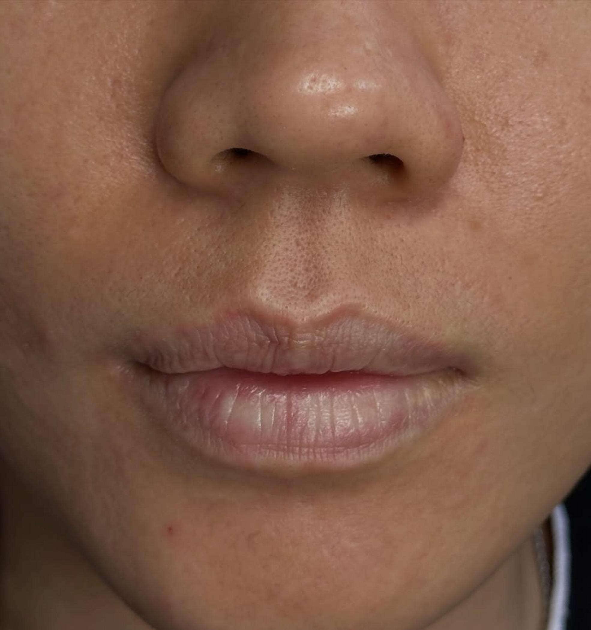 close up lip blush pigment detail