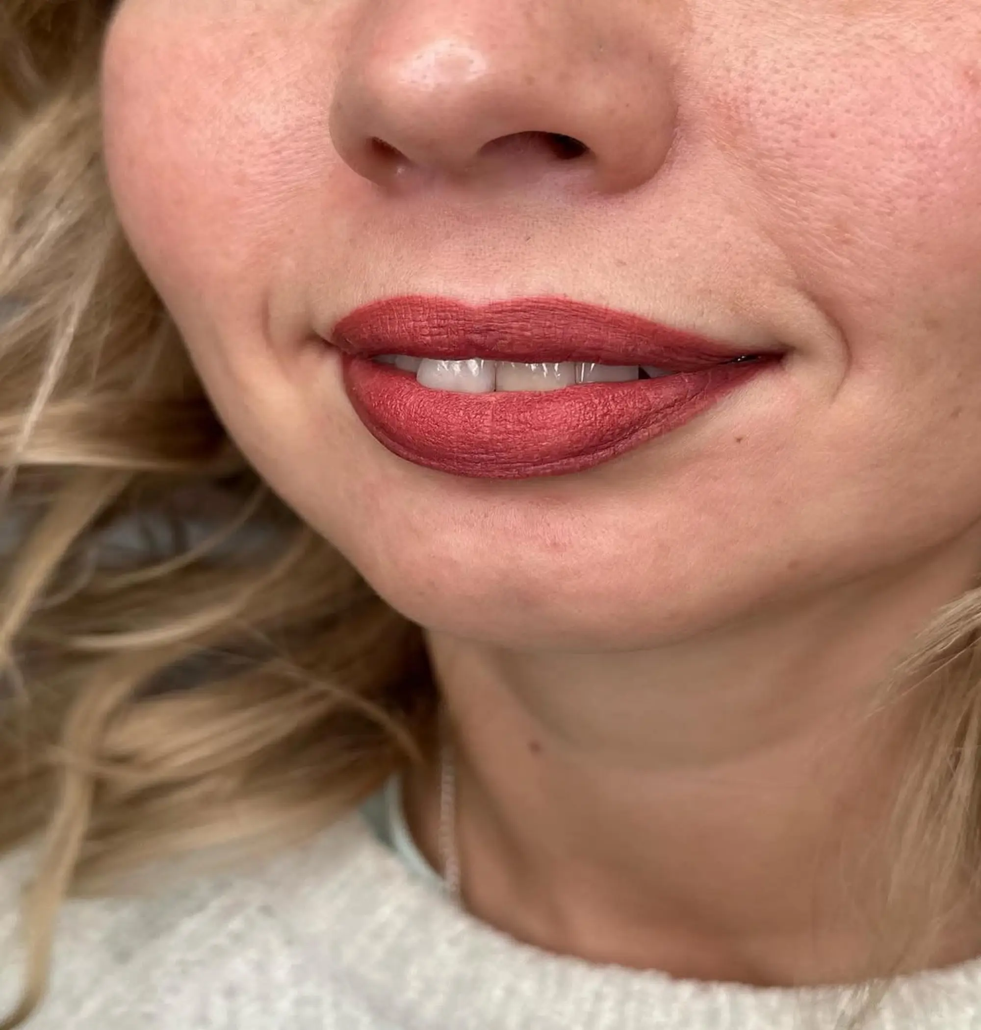 correcting lip blush irregularities before after