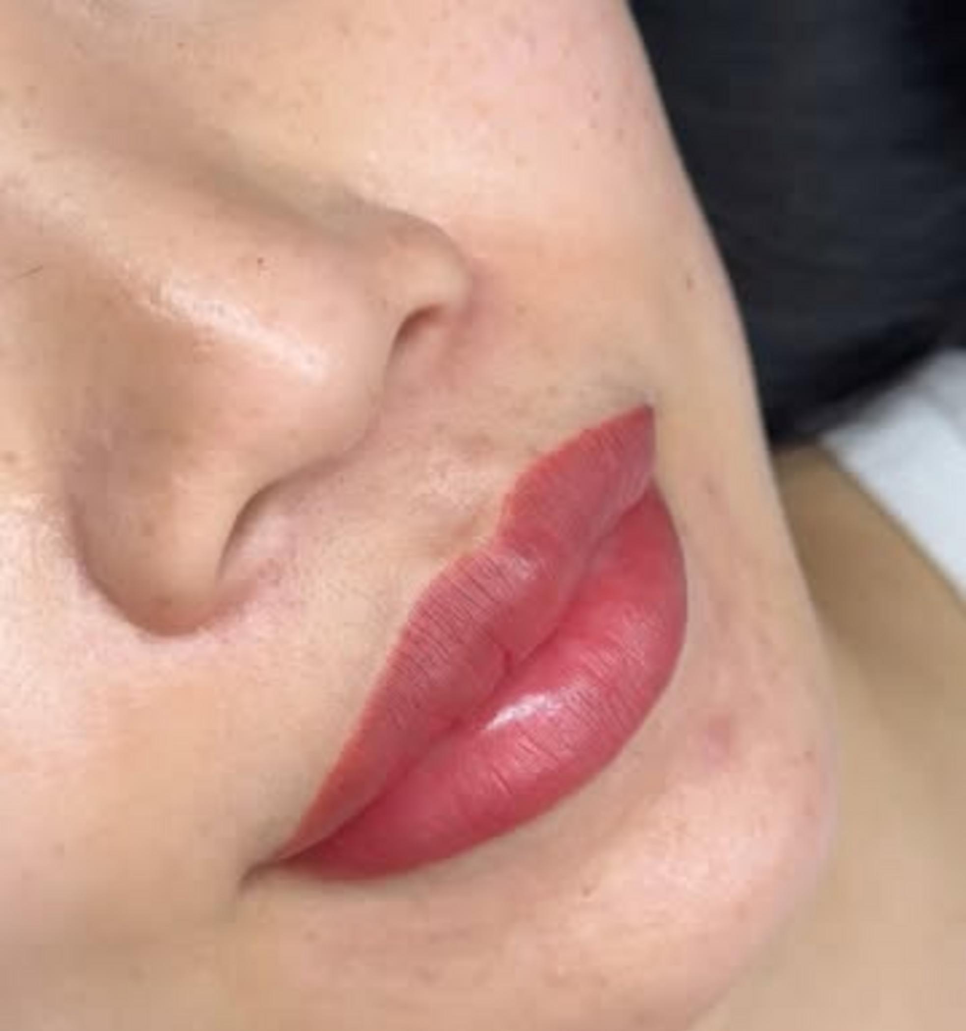 healing stages of lip blush tattoo
