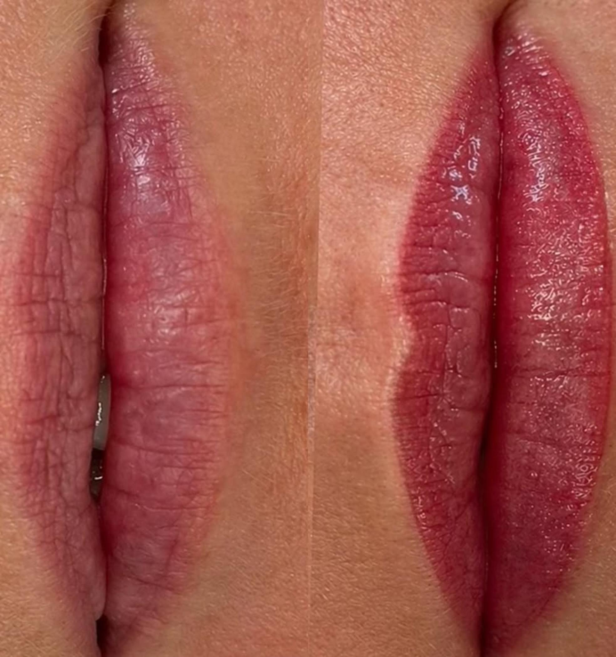 technician shaping natural brow stencil
